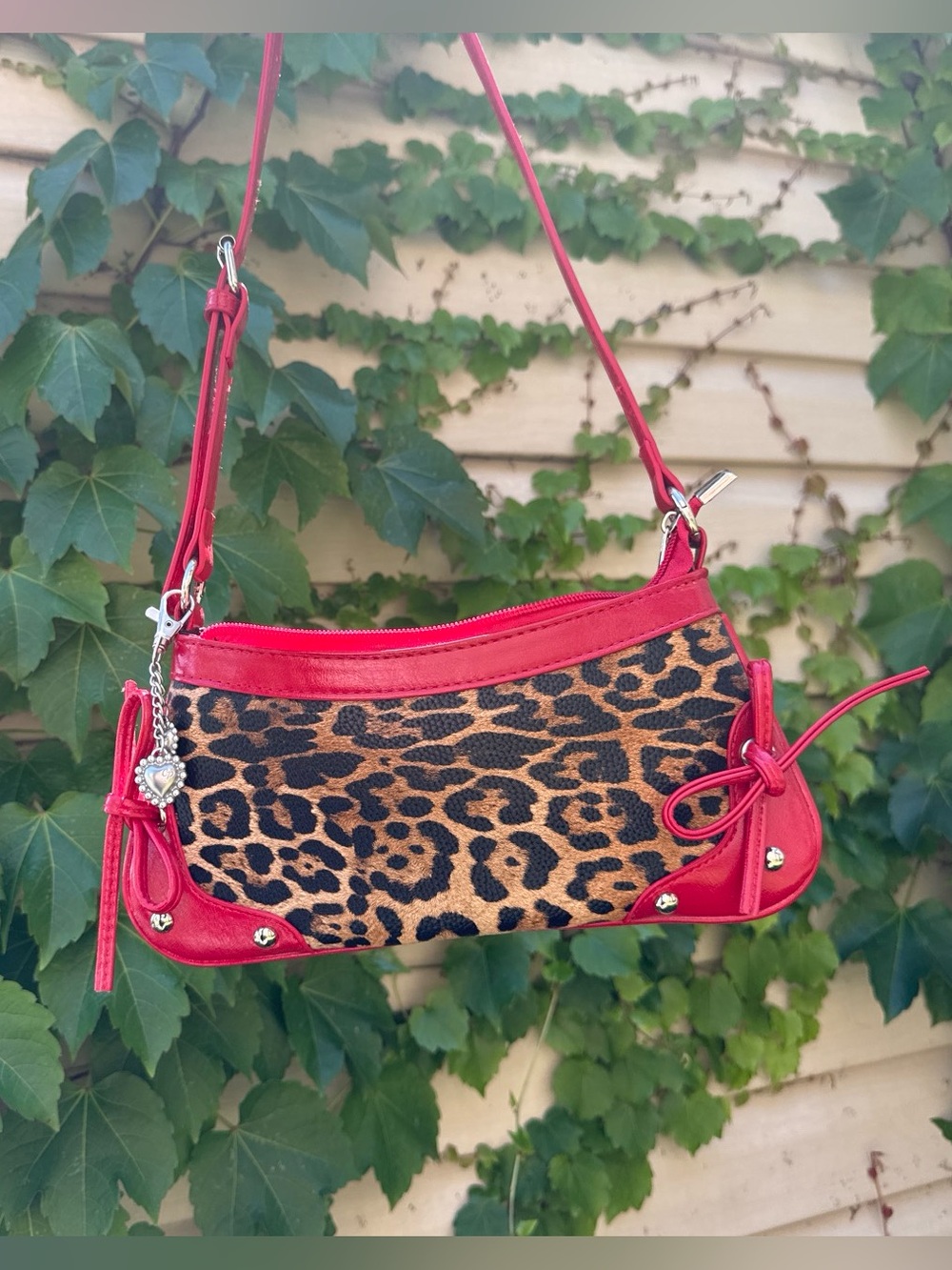 Red Leopard Print Shoulder Bag